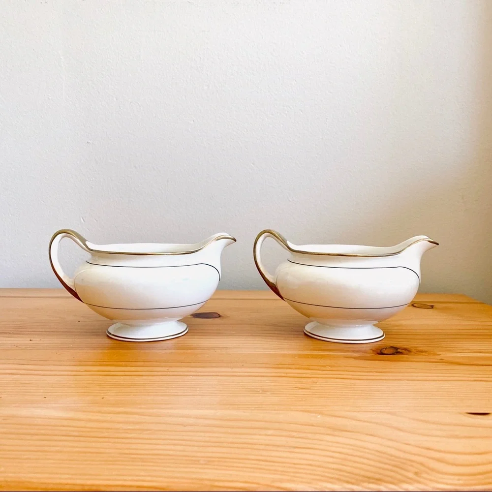 Antique 1940s 40s Creamer Set Eggshell Nautilus Cup Set Pair - Picture 1 of 8